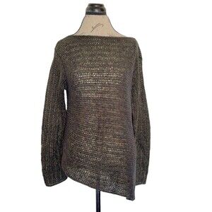 Wooden Ships Knit Sweater Metallic Gold Wool Mohair Blend Size Medium Large